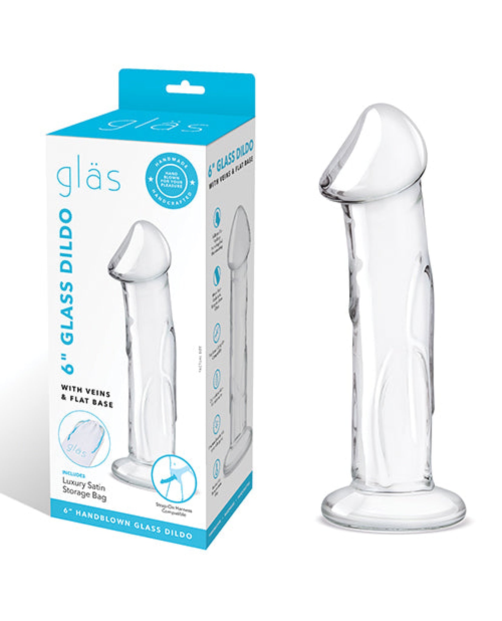 Glas 6 Dildo w Veins Flat Base JLD 