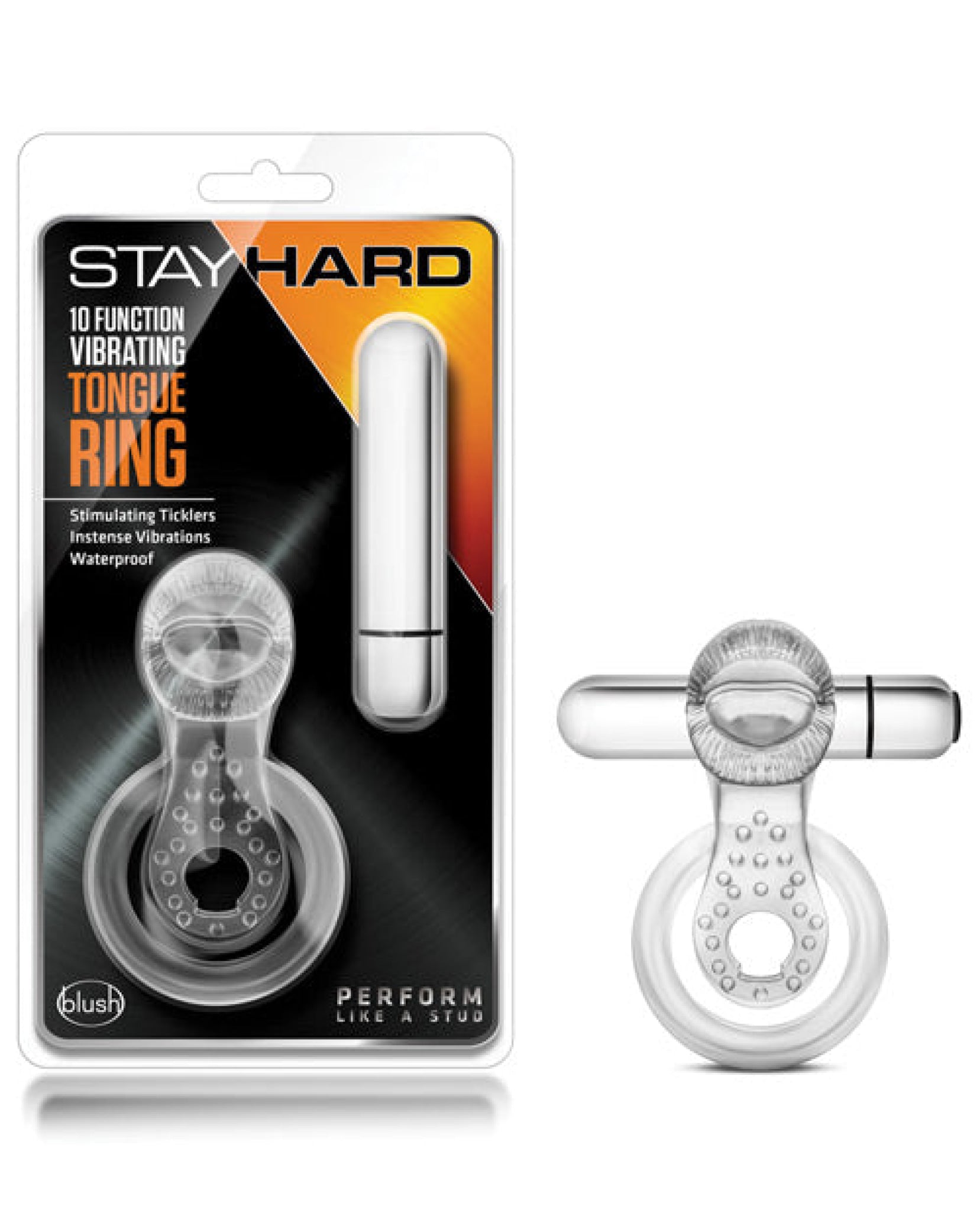 Blush Stay Hard Vibrating Tongue Ring - 10 Function Clear – JLD