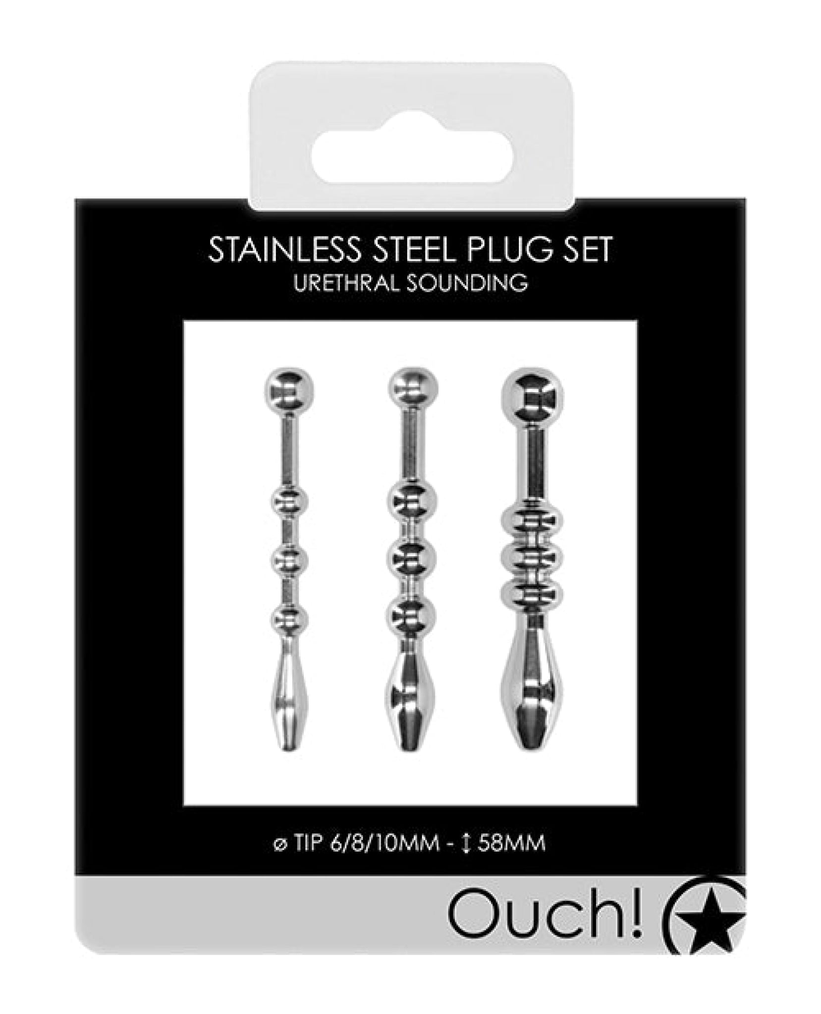 Shots Ouch Urethral Sounding Metal Plug Set - 58mm – JLD