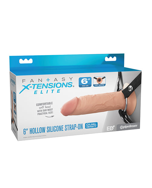 Fantasy X-tensions Elite 6" Silicone Hollow Strap-on w/Harness - Light Pipedream Products