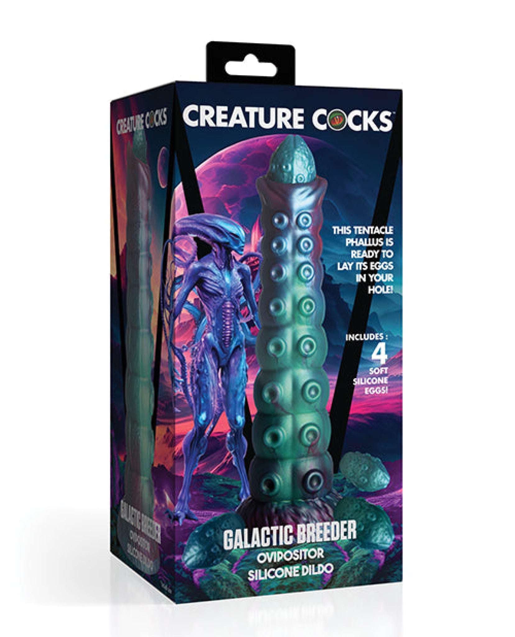 Creature Cocks Galactic Breeder Ovipositor Silicone Dildo w/Eggs - Mul ...