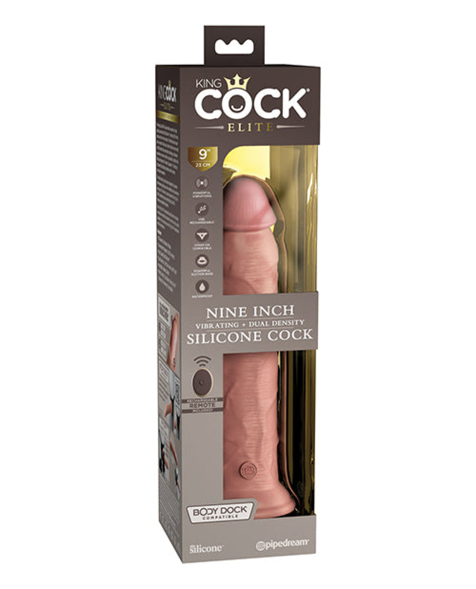 King Cock Elite 9" Dual Density Vibrating Silicone Cock W/remote Pipedream®