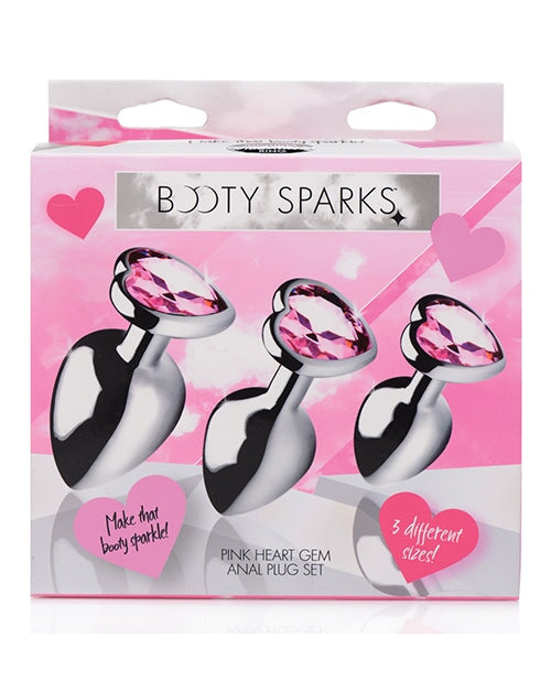 Booty Sparks Pink Heart Gem Anal Plug Set Booty Sparks